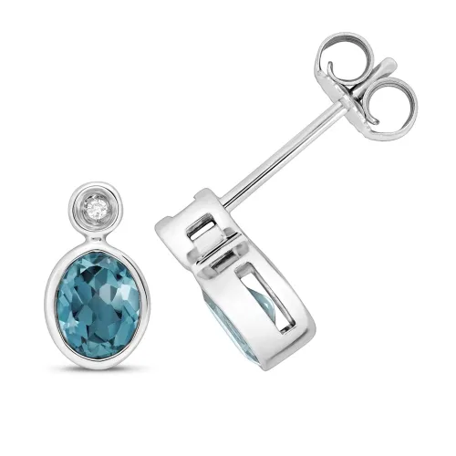 Diamond And London Blue Topaz Studs